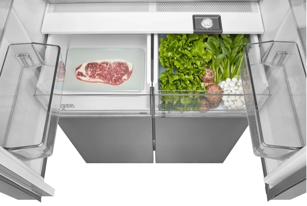 Midea MDRM691FIE46 No Frost side by side hűtőszekrény francia ajtós kialakítással, 345/170L, inverter motor, 83.3x65.3x189.8 cm, inox szín 