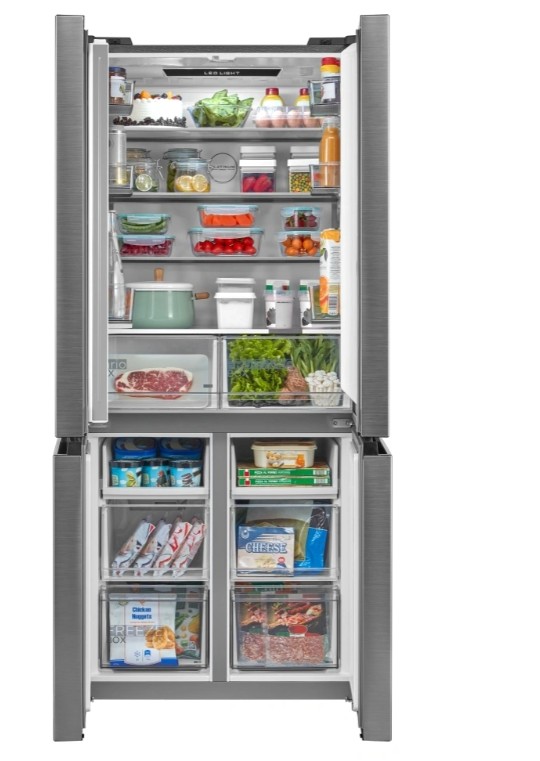 Midea MDRM691FIE46 No Frost side by side hűtőszekrény francia ajtós kialakítással, 345/170L, inverter motor, 83.3x65.3x189.8 cm, inox szín 