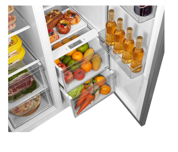 Midea MDRS619FIE46 Total No Frost side by side hűtőszekrény, inverter motor, 271/189L, Wifi, 83.5x63.5x177.5 cm, inox szín 