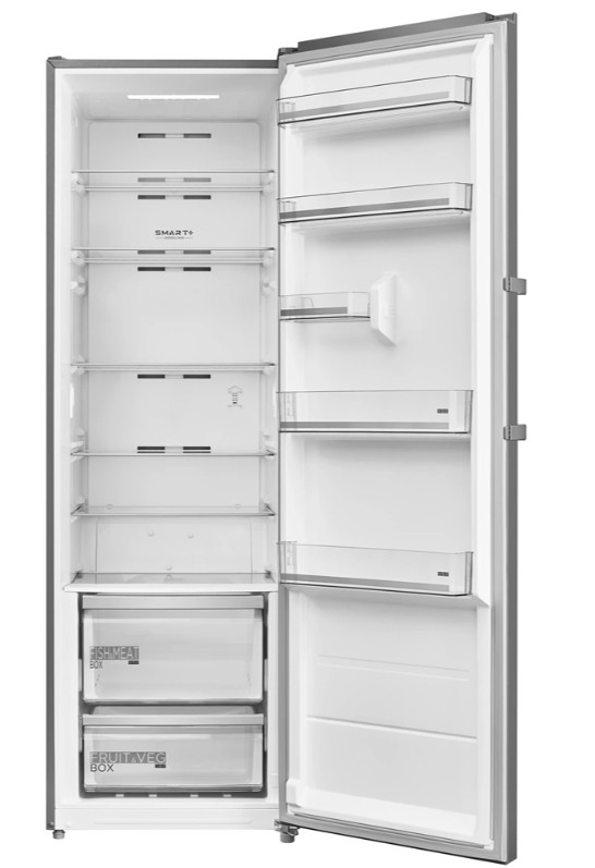 Midea MDRU502MTE46 No Frost egyajtós hűtőszekrény, 362L, 59.5x61.8x185 cm, inox szín 