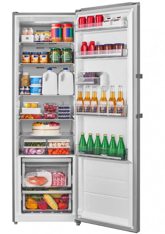 Midea MDRU502MTE46 No Frost egyajtós hűtőszekrény, 362L, 59.5x61.8x185 cm, inox szín 