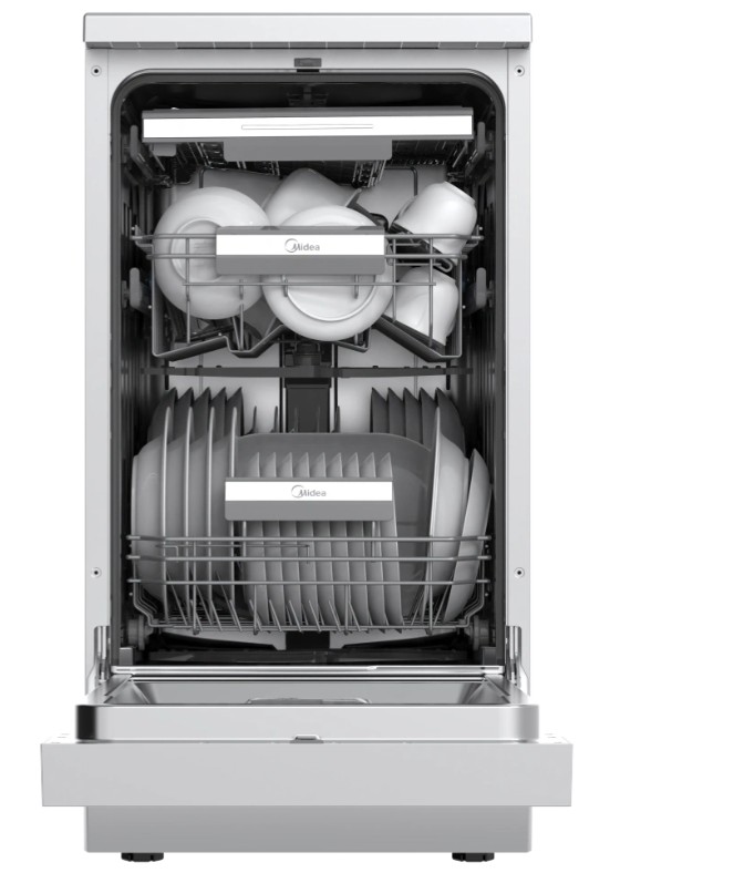 Midea MDWEF1034DSS-WC mosogatógép, 10 teríték, 3 kosár, Wifi, automatikus ajtónyitás, 44.8x60x84.5 cm, inox szín 