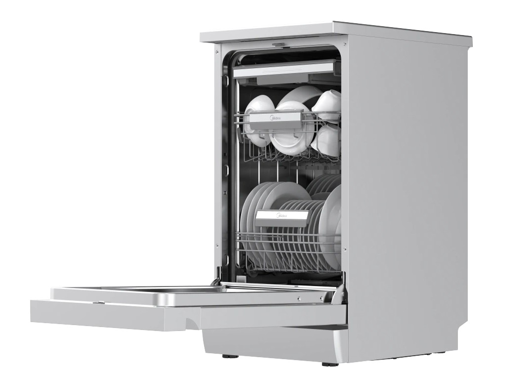 Midea MDWEF1034DSS-WC mosogatógép, 10 teríték, 3 kosár, Wifi, automatikus ajtónyitás, 44.8x60x84.5 cm, inox szín 