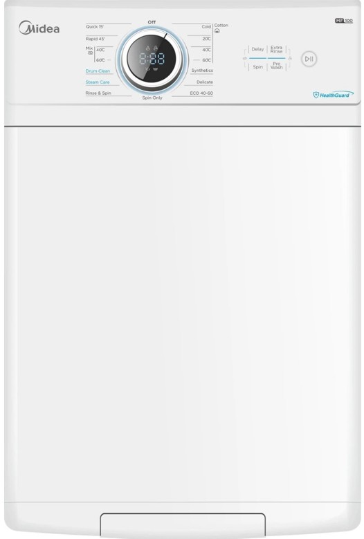 Midea MF100T70BA10/W-HR felültöltős mosógép, 7 kg, inverter motor, 40x61x87.5 cm