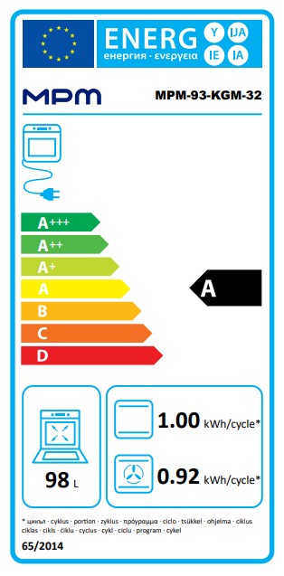 MPM 90cm széles fekete kombinált tűzhely 5 gázégő 1db wok égővel MPM-93-KGM-32