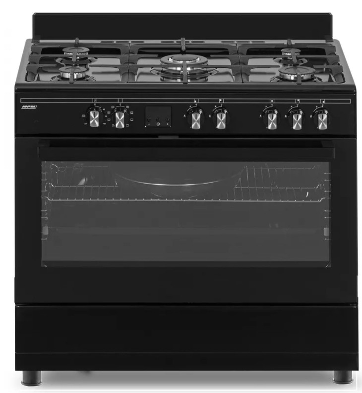 MPM 90cm széles fekete kombinált tűzhely 5 gázégő 1db wok égővel MPM-93-KGM-32