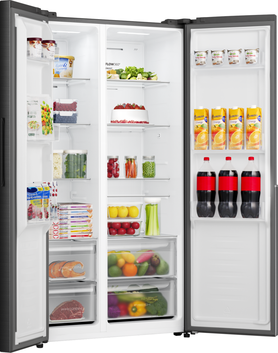 Gorenje NRS917E41BX side by side hűtőszekrény, 347/197L, inverteres kompresszor, 91.1x61.5x178.6 cm, fekete szín 