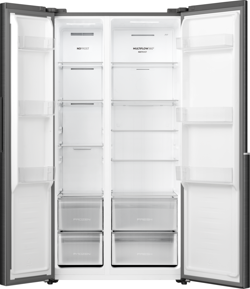 Gorenje NRS917E41BX side by side hűtőszekrény, 347/197L, inverteres kompresszor, 91.1x61.5x178.6 cm, fekete szín 