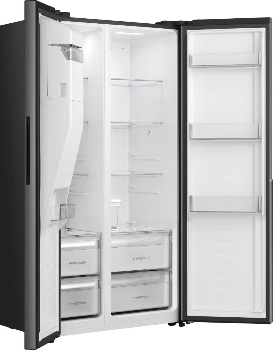 Gorenje NRS917E61BX No Frost Plus side by side hűtőszekrény, 347/181L, inverter kompresszor, 91.1x62.4x178.6 cm, fekete szín 