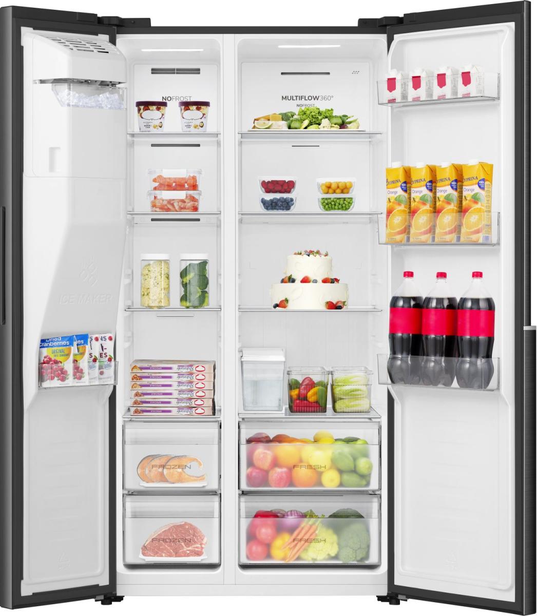 Gorenje NRS917E61BX No Frost Plus side by side hűtőszekrény, 347/181L, inverter kompresszor, 91.1x62.4x178.6 cm, fekete szín 