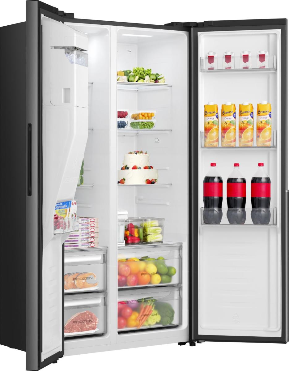 Gorenje NRS917E61BX No Frost Plus side by side hűtőszekrény, 347/181L, inverter kompresszor, 91.1x62.4x178.6 cm, fekete szín 