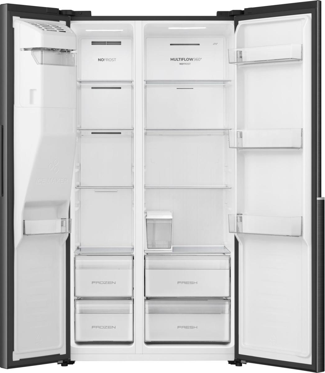 Gorenje NRS917E61BX No Frost Plus side by side hűtőszekrény, 347/181L, inverter kompresszor, 91.1x62.4x178.6 cm, fekete szín 