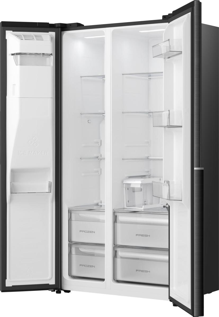 Gorenje NRS917E61BX No Frost Plus side by side hűtőszekrény, 347/181L, inverter kompresszor, 91.1x62.4x178.6 cm, fekete szín 