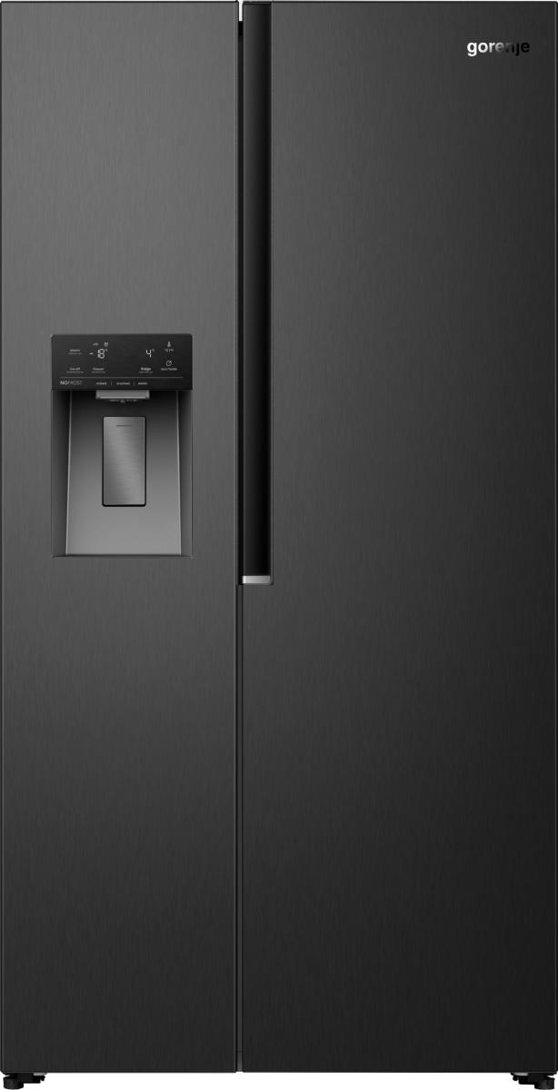 Gorenje NRS917E61BX No Frost Plus side by side hűtőszekrény, 347/181L, inverter kompresszor, 91.1x62.4x178.6 cm, fekete szín 