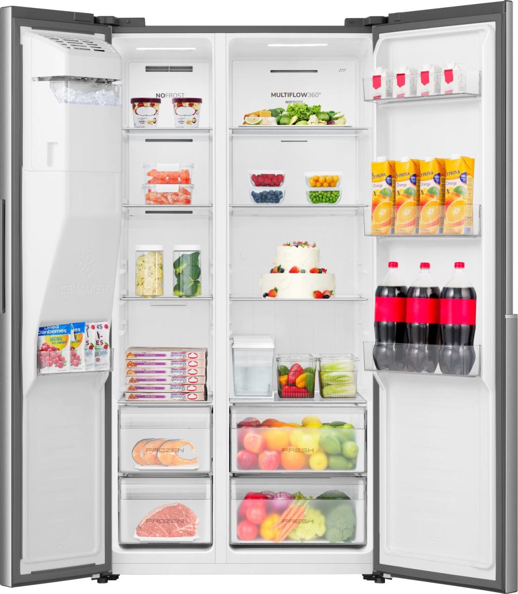 Gorenje NRS917E61X No Frost Plus side by side hűtőszekrény, 347/181L, inverter kompresszor, 91.1x6.5x178.6 cm, ezüst metál szín 