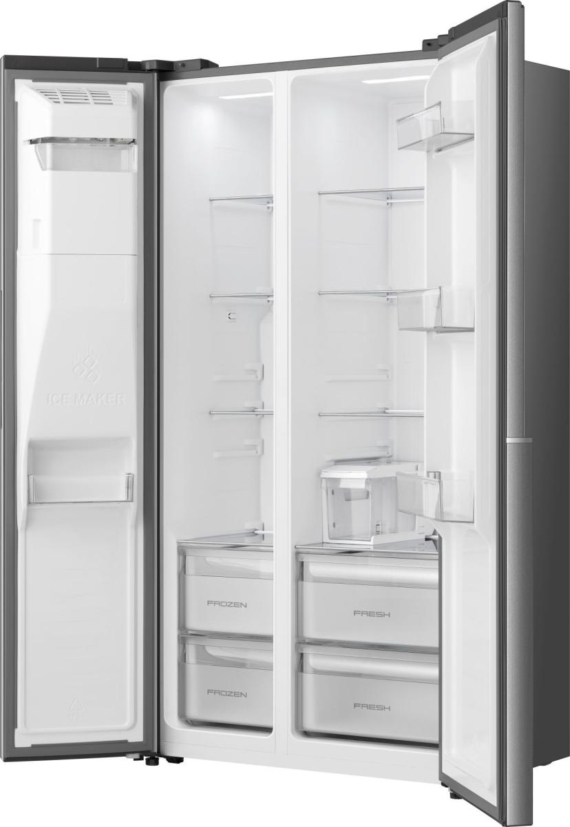 Gorenje NRS917E61X No Frost Plus side by side hűtőszekrény, 347/181L, inverter kompresszor, 91.1x6.5x178.6 cm, ezüst metál szín 