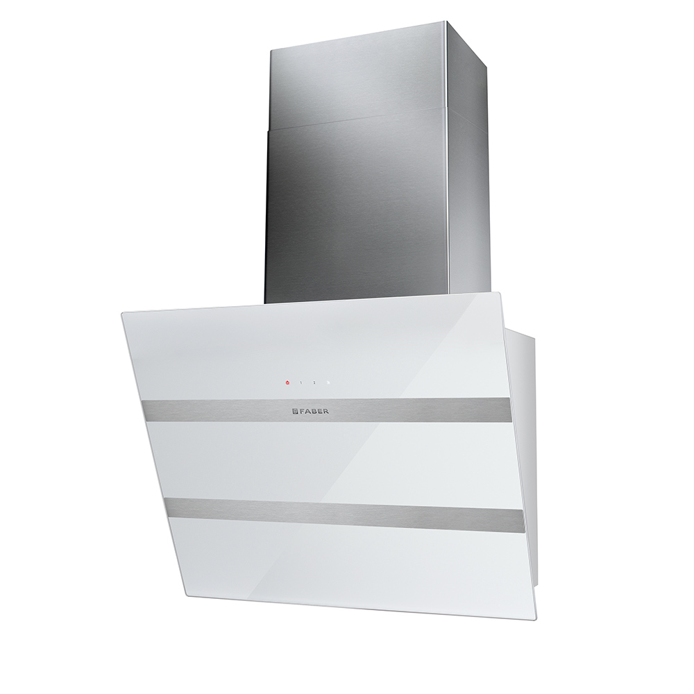 Faber STEELMAX EV8 LED WH/X A55 beépíthető falra szerelhető döntött kürtös konyhai elszívó, 55 cm, LED világítás, inox/fehér szín, 330.0538.525