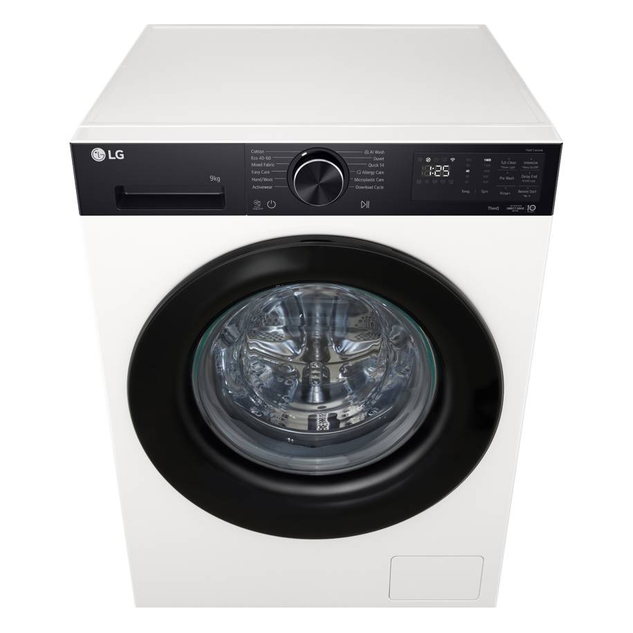 LG F4X5N09NHKP elöltöltős mosógép, 9kg, inverter motor, gőz, Wifi, 60x55x85 cm