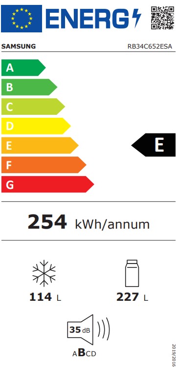 Samsung RB34C652ESA/EF No Frost alulfagyasztós kombinált hűtőszekrény, Wifi, Digitális Inverter Kompresszor, 227/114L, 59.5x65.8x185.3 cm, fémes grafit szín 