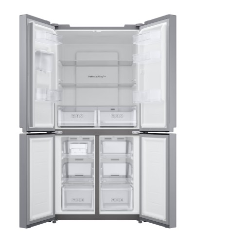 Samsung RF48A401EM9/EO No Frost side by side hűtőszekrény francia ajtós kialakítással, 329/159L, Digitális Inverter Kompresszor, 83.3x74x179.3 cm, matt ezüst szín 