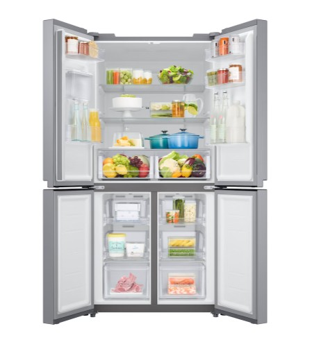 Samsung RF48A401EM9/EO No Frost side by side hűtőszekrény francia ajtós kialakítással, 329/159L, Digitális Inverter Kompresszor, 83.3x74x179.3 cm, matt ezüst szín 