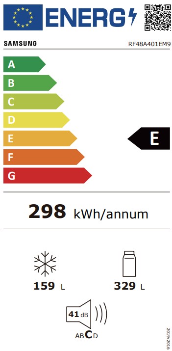 Samsung RF48A401EM9/EO No Frost side by side hűtőszekrény francia ajtós kialakítással, 329/159L, Digitális Inverter Kompresszor, 83.3x74x179.3 cm, matt ezüst szín 