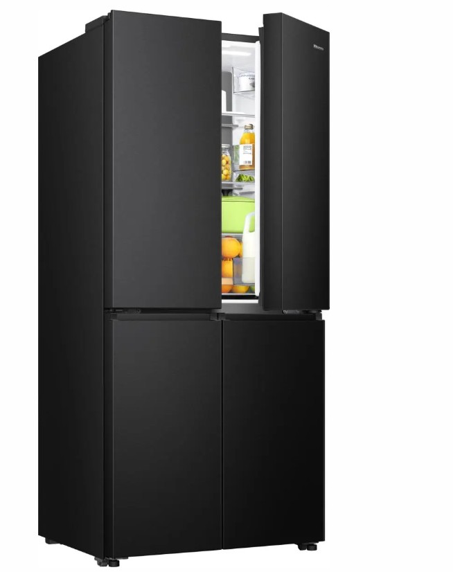 Hisense RQ5P470SAFE Total No Frost side by side hűtőszekrény francia ajtós kialakítással, Wifi, 304/179L, inverter kompresszor, 79.4x69.8x178.5 cm, fekete szín