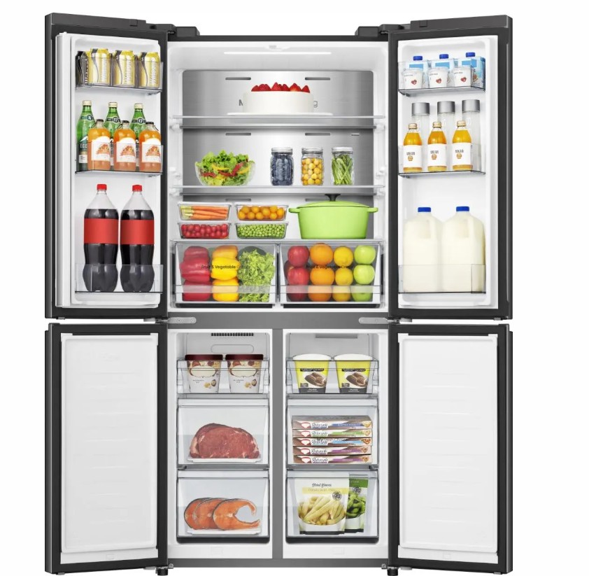 Hisense RQ5P470SAFE Total No Frost side by side hűtőszekrény francia ajtós kialakítással, Wifi, 304/179L, inverter kompresszor, 79.4x69.8x178.5 cm, fekete szín