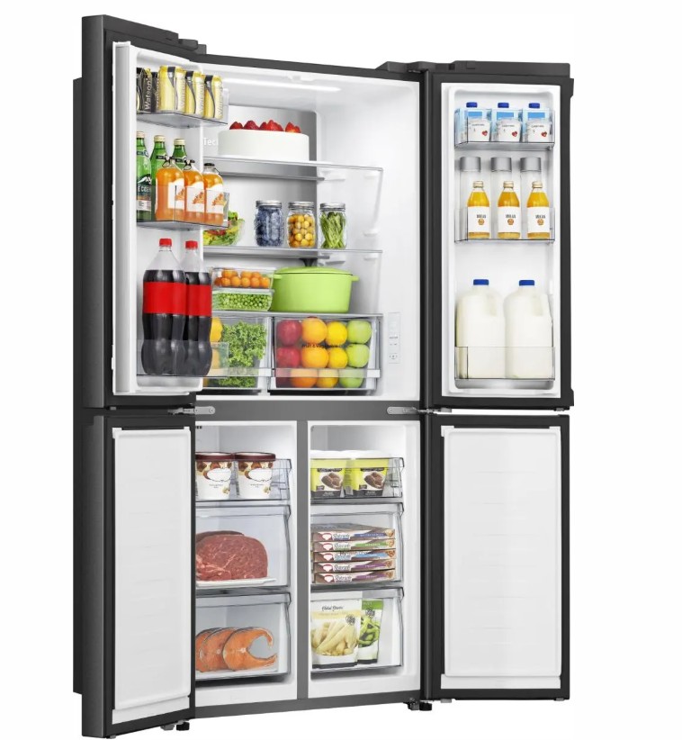 Hisense RQ5P470SAFE Total No Frost side by side hűtőszekrény francia ajtós kialakítással, Wifi, 304/179L, inverter kompresszor, 79.4x69.8x178.5 cm, fekete szín