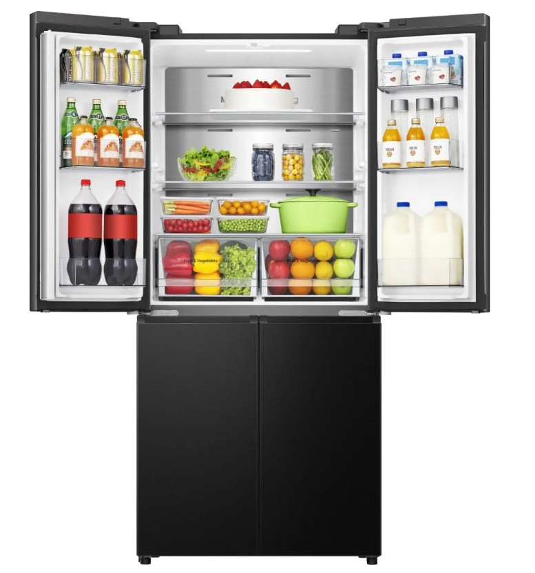 Hisense RQ5P470SAFE Total No Frost side by side hűtőszekrény francia ajtós kialakítással, Wifi, 304/179L, inverter kompresszor, 79.4x69.8x178.5 cm, fekete szín