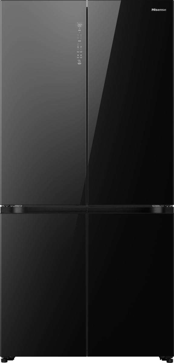 Hisense RQ768N4GBE Total No Frost side by side hűtőszekrény francia ajtós kialakítással, inverteres kompresszor, 381/210L, 91.1x60x190 cm, fekete szín 