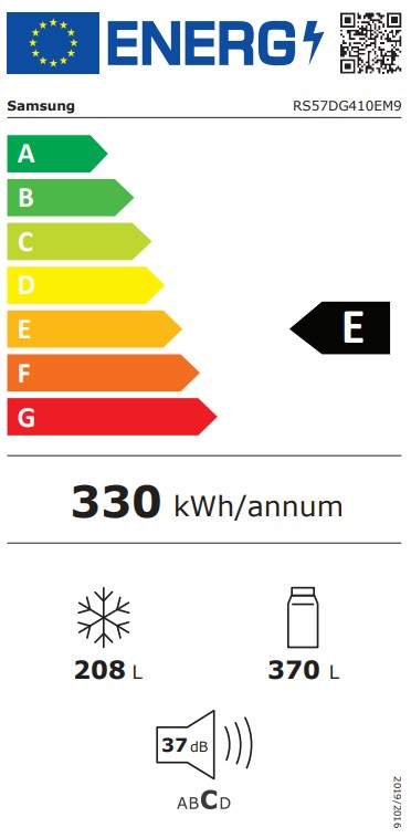 Samsung RS57DG410EM9EO No Frost side by side hűtőszekrény, 370/208L, Digitalis Inverter Kompresszor, Wifi, 91.2x65.4x178 cm, matt ezüst szín