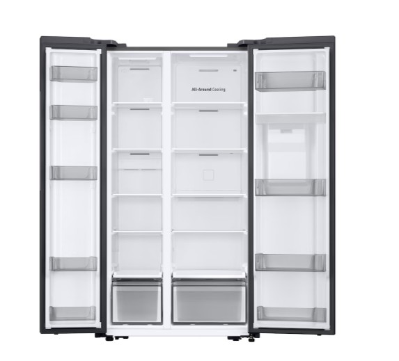 Samsung RS57DG410EM9EO No Frost side by side hűtőszekrény, 370/208L, Digitalis Inverter Kompresszor, Wifi, 91.2x65.4x178 cm, matt ezüst szín