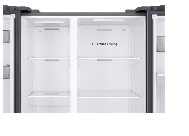 Samsung RS57DG410EM9EO No Frost side by side hűtőszekrény, 370/208L, Digitalis Inverter Kompresszor, Wifi, 91.2x65.4x178 cm, matt ezüst szín