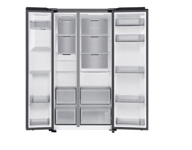 Samsung RS70F64KEFEO side by side hűtőszekrény, 420/220L, AI inverteres kompresszor, Wifi, 91.2x72.6x178.4 cm, fekete DOI szín 