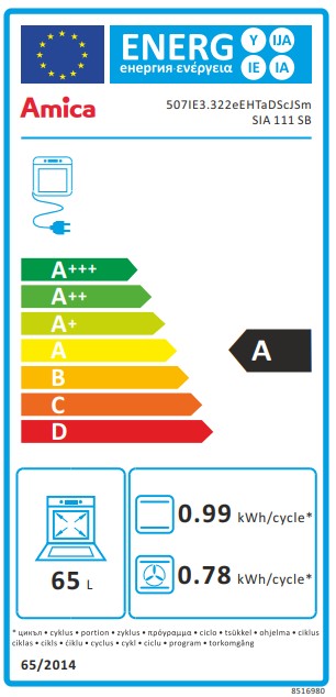 Amica SIA111 SB indukciós tűzhely matt fekete 50x60x85 cm, gőztisztítás funkcióval Soft Close - lassú ajtó zárással