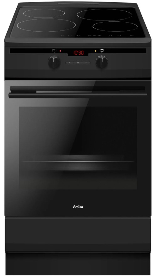 Amica SIA111 SB indukciós tűzhely matt fekete 50x60x85 cm, gőztisztítás funkcióval Soft Close - lassú ajtó zárással
