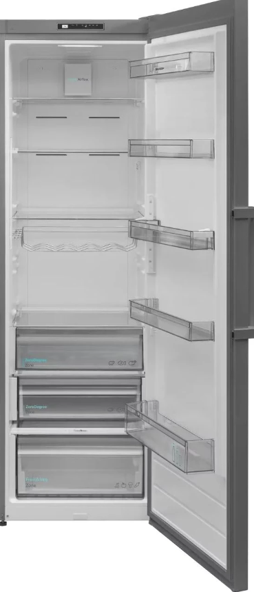 Sharp SJ-LC11CMXID-EU No Frost egyajtós hűtőszekrény, 390L, 59.5x65x186 cm, sötét inox szín 