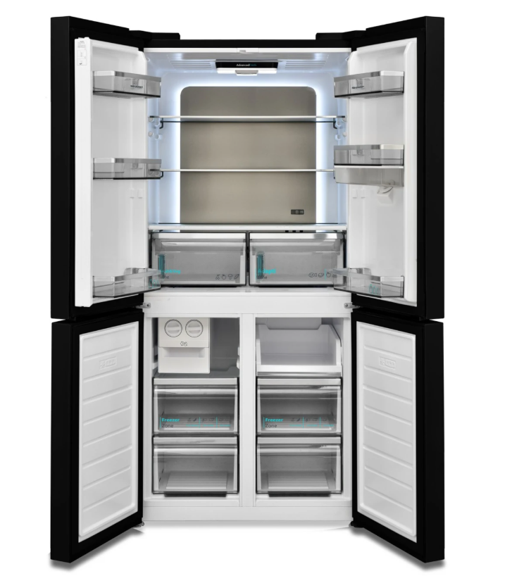 Sharp SJ-NFA35IHDBD-EU No Frost side by side hűtőszekrény francia ajtós kialakítással, 322/166L, inverter kompreszor, 84x69x179 cm, fekete szín 