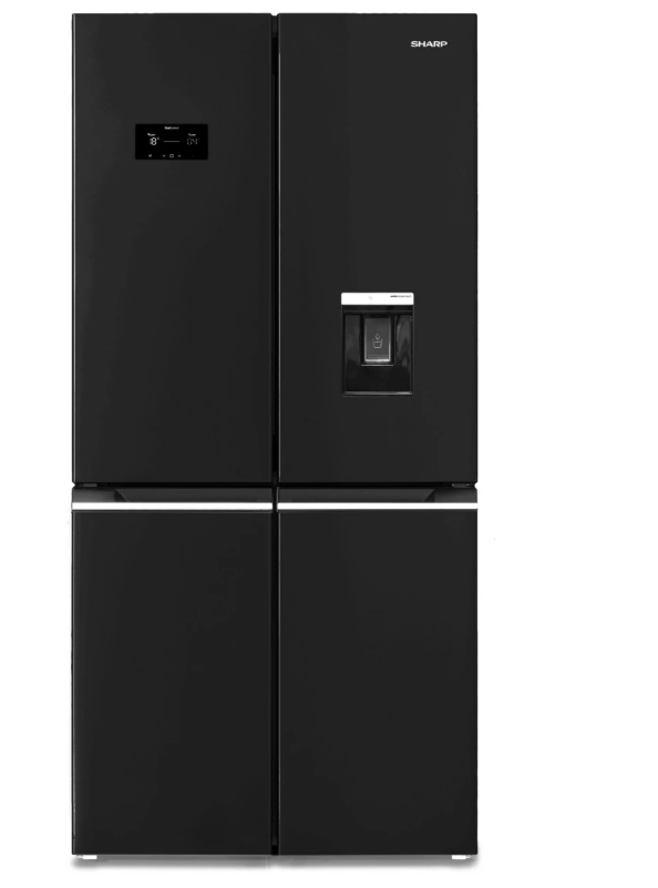 Sharp SJ-NFA35IHDBD-EU No Frost side by side hűtőszekrény francia ajtós kialakítással, 322/166L, inverter kompreszor, 84x69x179 cm, fekete szín 