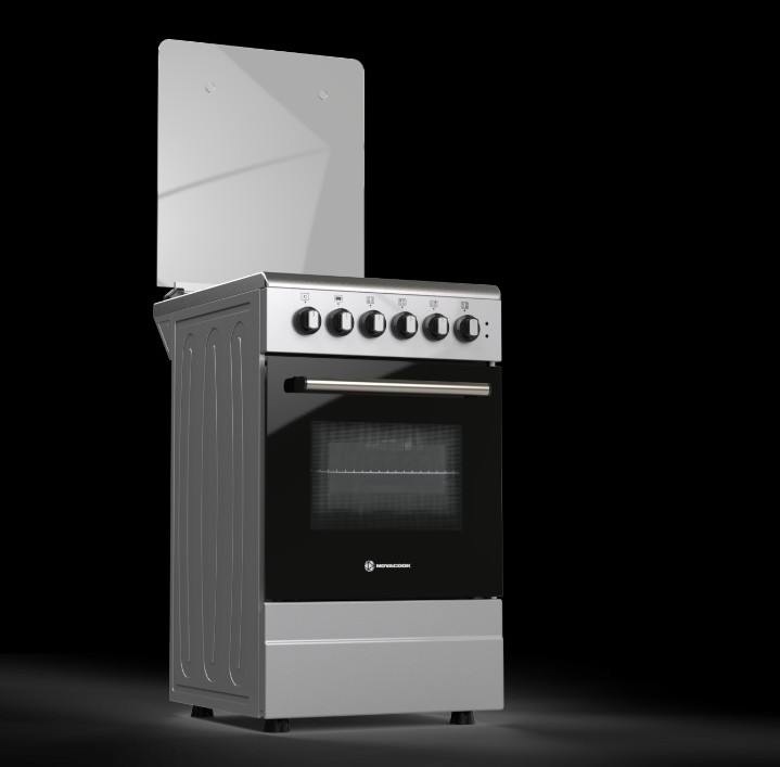 Novacook T50GE INX kombinált tűzhely, 46L, szikragyújtás, fém dísztető, 50x60x87 cm, inox szín 