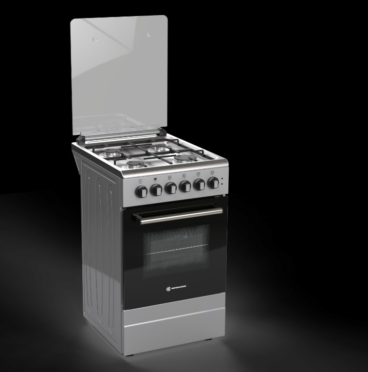 Novacook T50GE INX kombinált tűzhely, 46L, szikragyújtás, fém dísztető, 50x60x87 cm, inox szín 