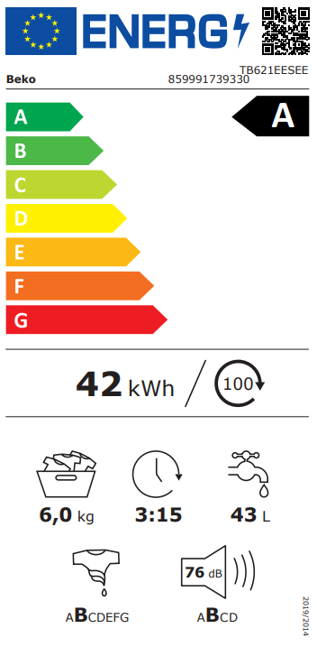 Beko TB621EESEE felültöltős mosógép, 6 kg, 40x60x90 cm