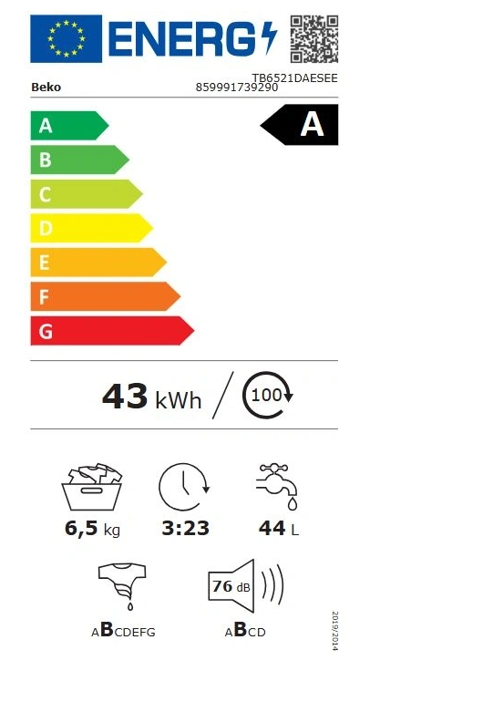 Beko TB6521DAESEE felültöltős mosógép, 6.5 kg, 40x60x90 cm