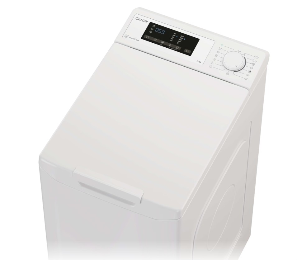 Candy TCA273D2-S felültöltős mosógép, 7 kg, Wifi, 40.5x60x86 cm