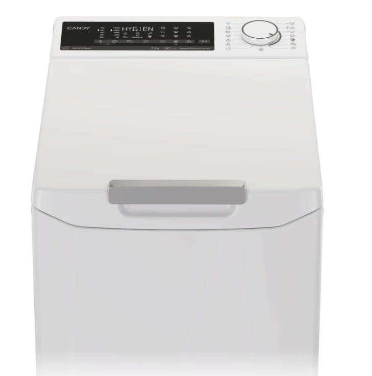 Candy TCAS 276TM6-S  felültöltős mosógép, 7 kg, Wifi, gőz, inverter motor, 40.5x60x86 cm