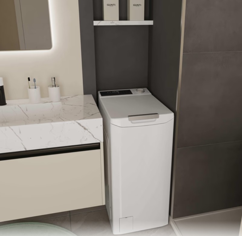 Candy TCAS 276TM6-S  felültöltős mosógép, 7 kg, Wifi, gőz, inverter motor, 40.5x60x86 cm