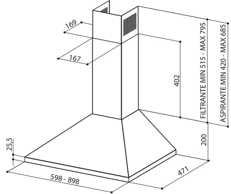 Faber Value PB BK A60 beépíthető kürtős konyhai elszívó, 60 cm, fekete szín, 320.0557.543 
