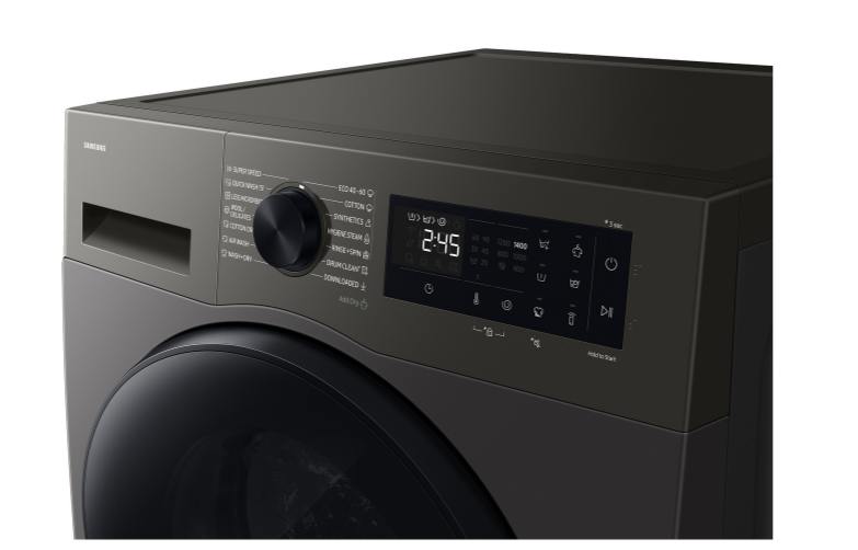 Samsung WD90HG5U34BXLE mosó-szárítógép, 9/6 kg, Wifi, inverter motor, gőz, 60x64.5x85 cm, csiszolt inox szín 