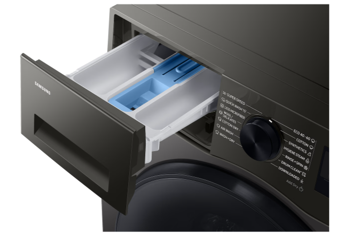 Samsung WD90HG5U34BXLE mosó-szárítógép, 9/6 kg, Wifi, inverter motor, gőz, 60x64.5x85 cm, csiszolt inox szín 